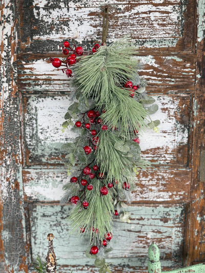 Red berry & mixed pine Christmas swag, ready to ship, holiday swag, wreath making supply, farmhouse decor, christmas decor, holiday decor