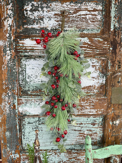 Red berry & mixed pine Christmas swag, ready to ship, holiday swag, wreath making supply, farmhouse decor, christmas decor, holiday decor