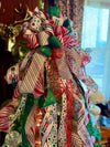 The Leopold Red & Green Nutcracker Christmas Tree Topper Bow