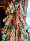 The Leopold Red & Green Nutcracker Christmas Tree Topper Bow