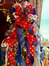 The Rockefeller Navy Red & Gold Nutcracker XXXL Christmas Tree Topper Bow