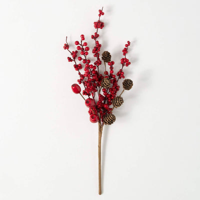 Artificial Red Berry Pod & Pinecone Christmas Spray