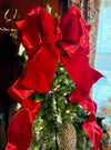 The Scarlet Red Plush Velvet XL Christmas Tree Topper Bow