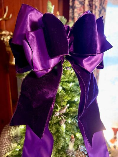 The Eve Purple Plush Velvet XL Christmas Tree Topper Bow