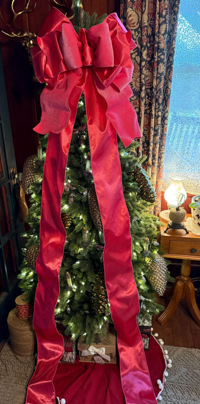 The Candi Hot Pink Plush Velvet XL Christmas Tree Topper Bow