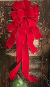 The Khristal Red and Gold Velvet Christmas Tree Topper Bow