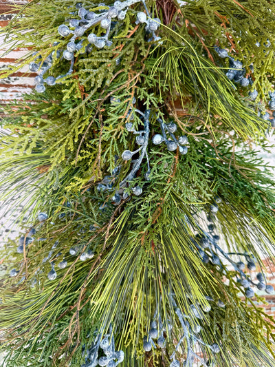 Artificial Juniper Swag, Pine teardrop swag, Silk flower swag, Christmas flower swag, craft supply, cottage wreath, wreath making supplies