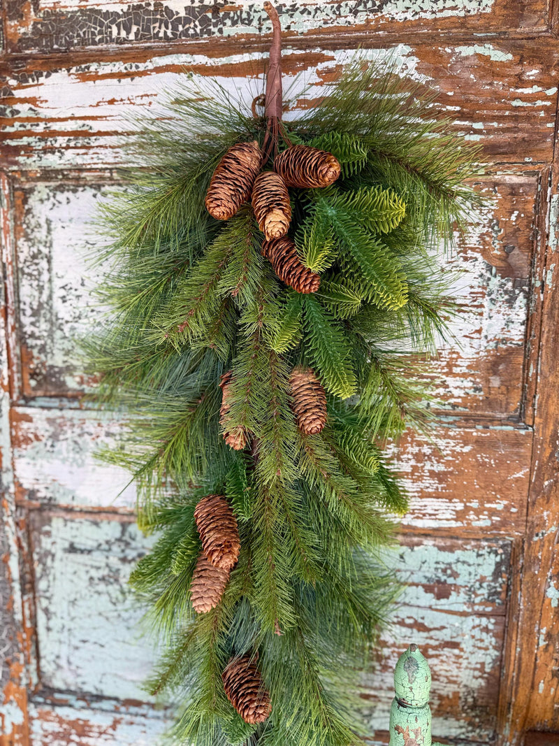 32 inch Long Needle Mixed Pine Christmas Swag, holiday greenery swag, wreath making supply, winter farmhouse decor, holiday decor