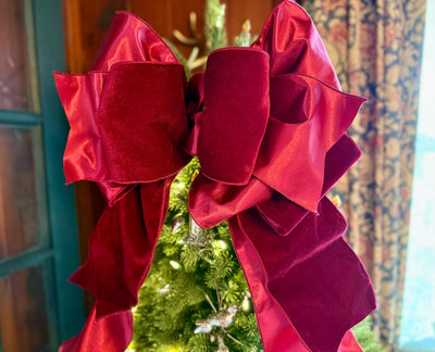 The Scarlet Red Velvet Christmas Tree Topper Bow