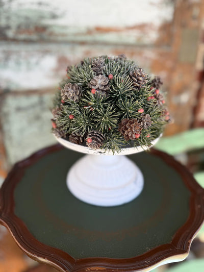 Frosted Pine Berry Half Sphere