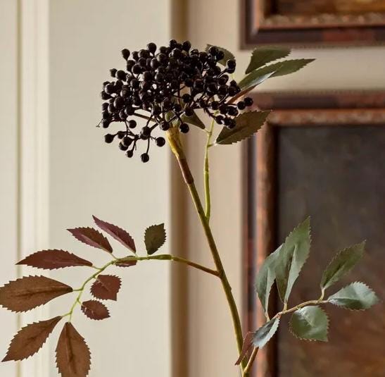Faux Elderberry Cluster Branch
