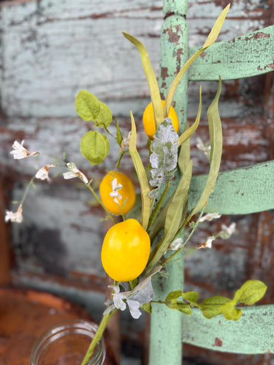 Artificial Lemon Branch with white blossom