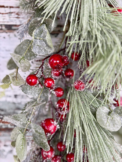 Red berry & mixed pine Christmas swag, ready to ship, holiday swag, wreath making supply, farmhouse decor, christmas decor, holiday decor