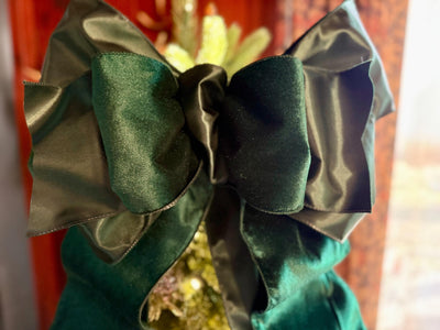 The Emmy Hunter Green Plush Velvet XL Christmas Tree Topper Bow