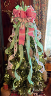 The Cornelius Pink Mint & Gold Nutcracker Christmas Tree Topper Bow