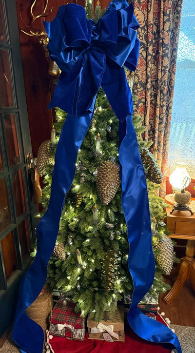 The Viola Royal Blue Velvet XL Christmas Tree Topper Bow