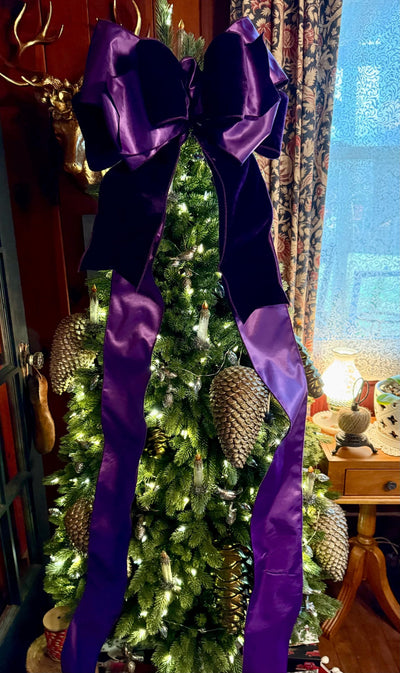 The Eve Purple Plush Velvet XL Christmas Tree Topper Bow