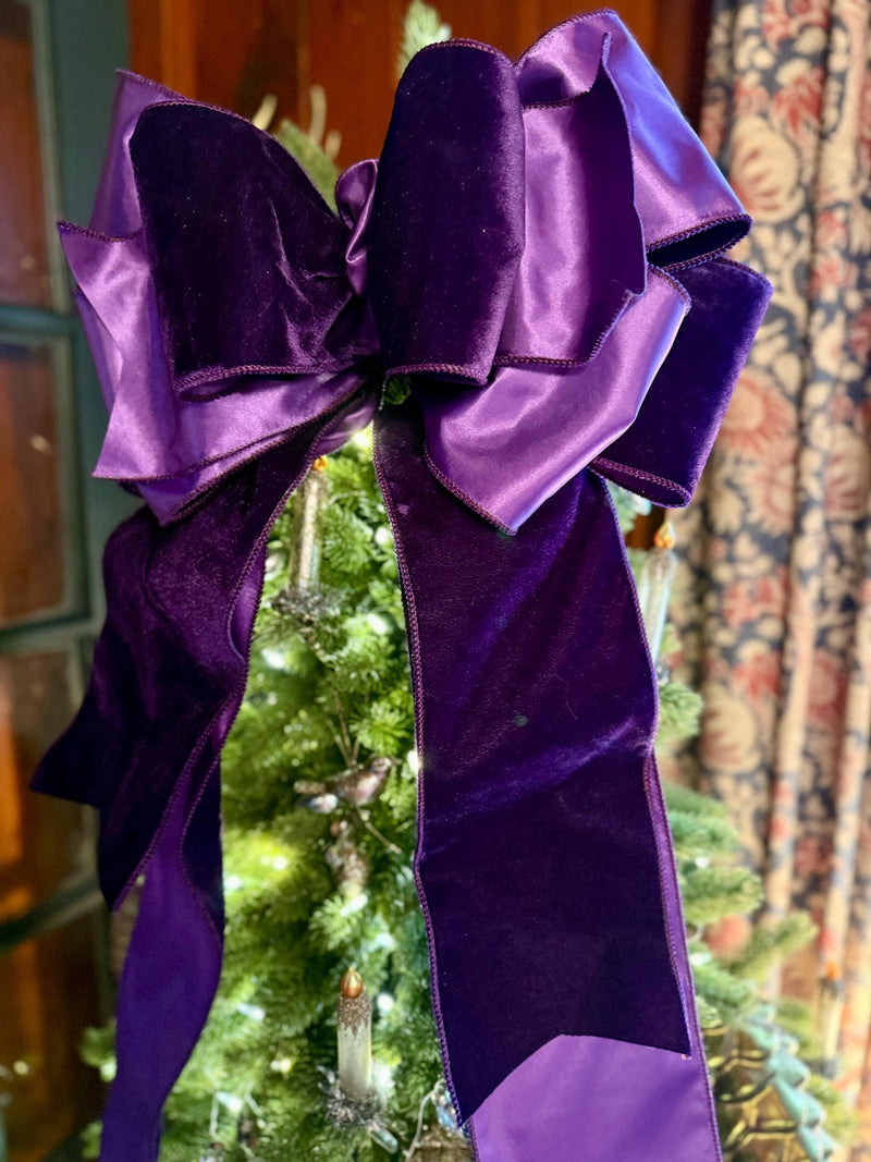 The Eve Purple Plush Velvet XL Christmas Tree Topper Bow