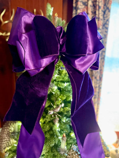 The Eve Purple Plush Velvet XL Christmas Tree Topper Bow