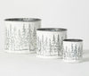 Holiday Greens White Christmas Tree Galvanized Buckets, Metal pail, Xmas pail with Christmas tree design, Farmhouse cottage decor