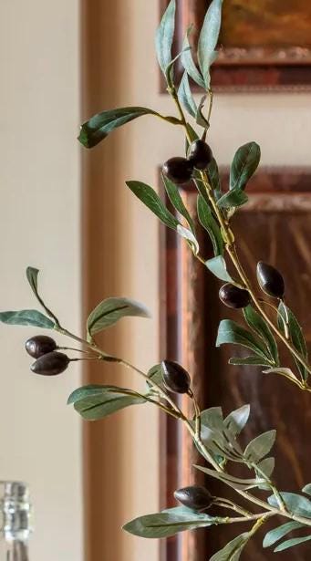 Artificial Black Olive Branch