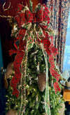 The Salome Red & Gold XL Christmas Tree Topper Bow