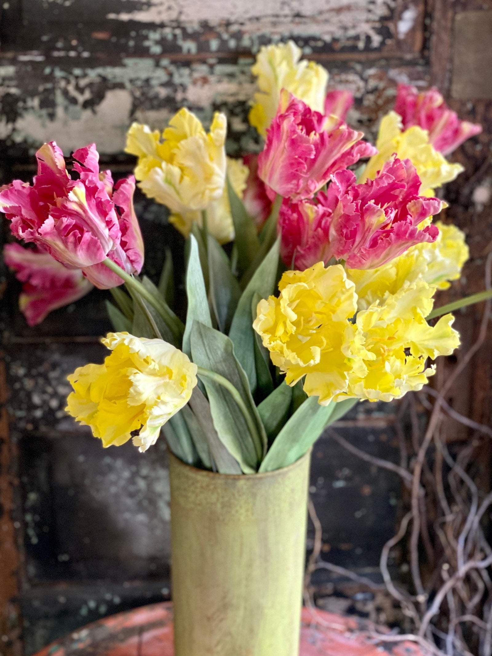 Faux Parrot Tulip ~ Real Touch