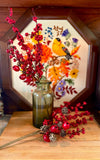 Artificial Red Berry Pod Pinecone Spray