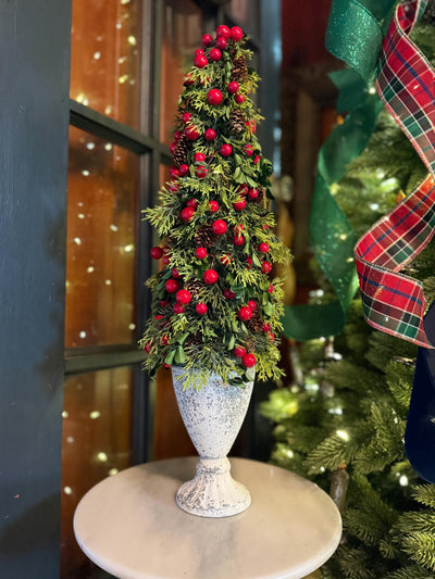 Distressed White Metal Goblet Vase