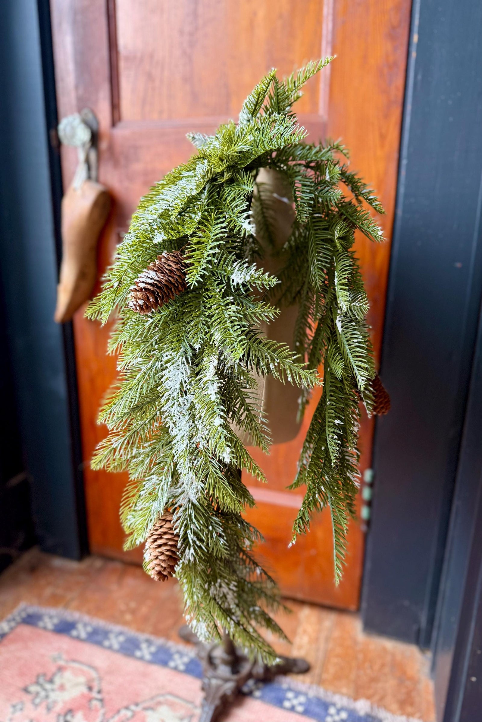 Artificial Flocked Pine Teardrop Swag