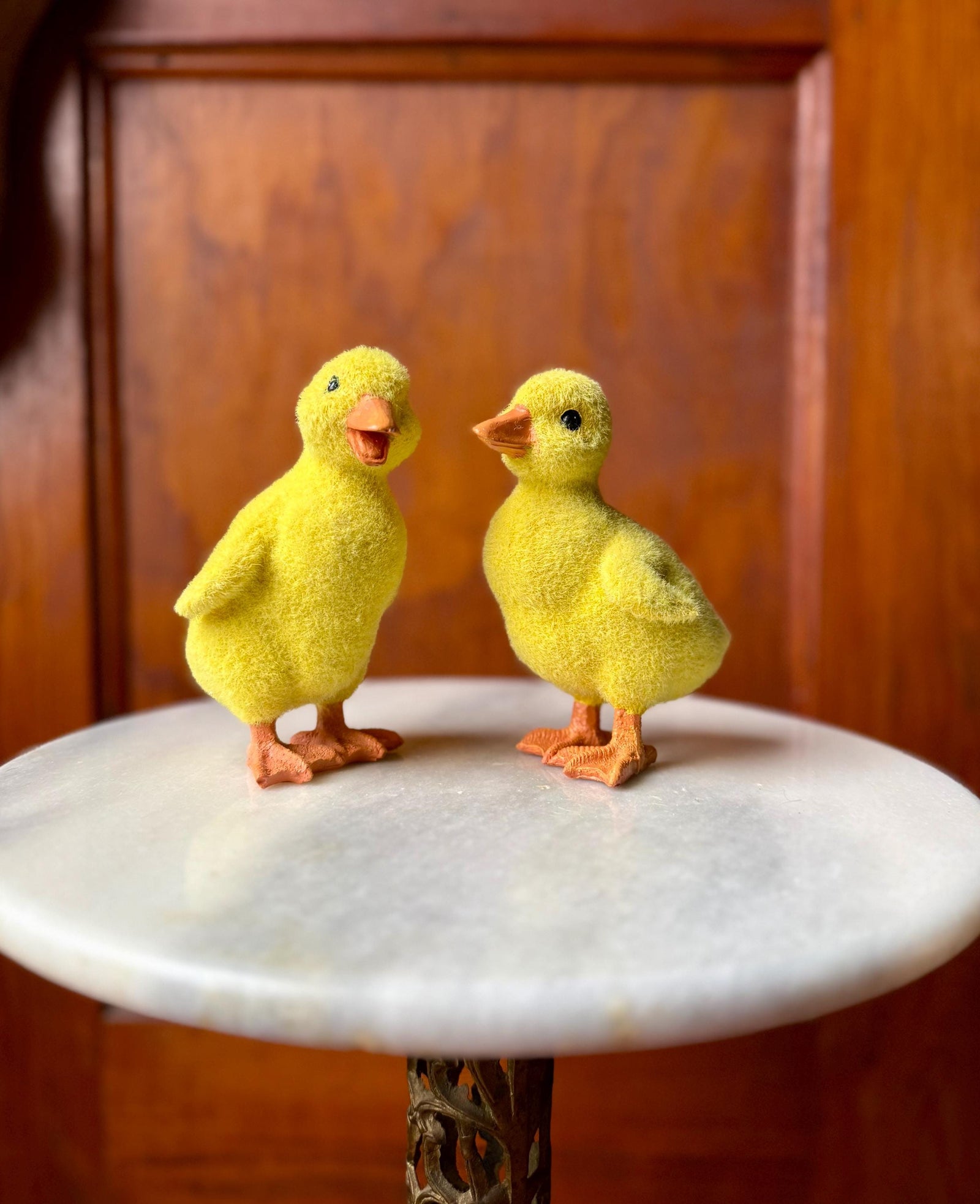Artificial Yellow Resin Ducklings Set Of Two