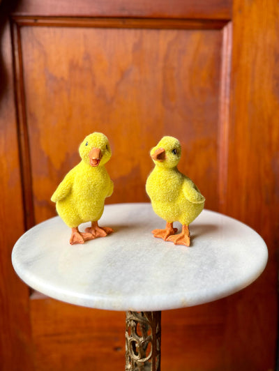 Artificial Yellow Resin Ducklings Set Of Two