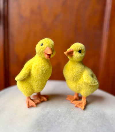 Artificial Yellow Resin Ducklings Set Of Two
