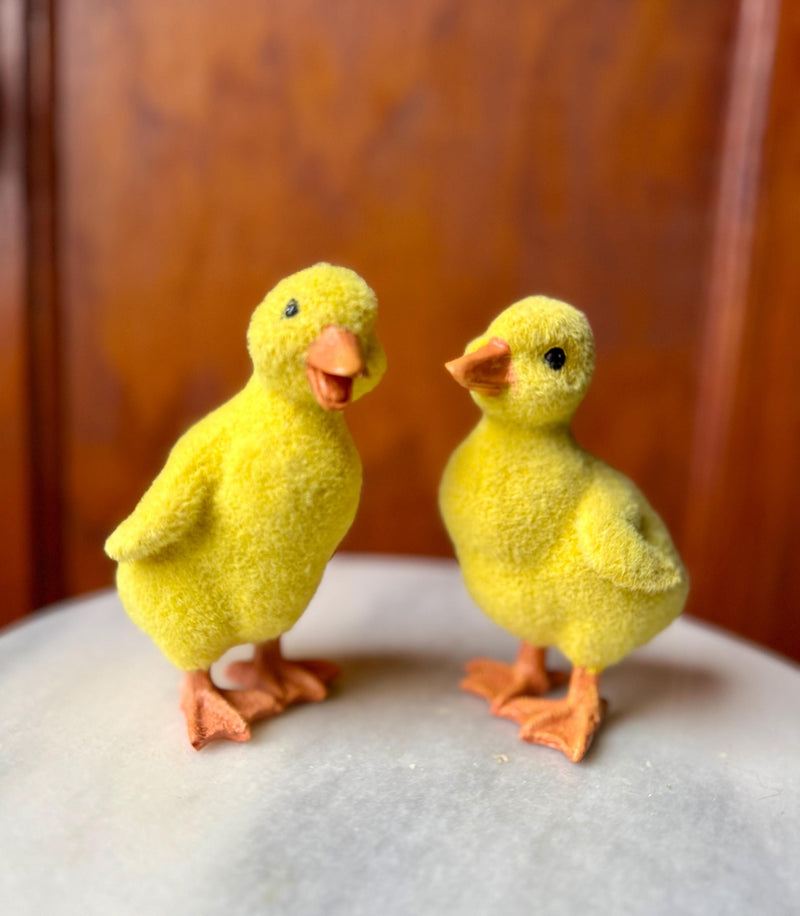 Artificial Yellow Resin Ducklings Set Of Two