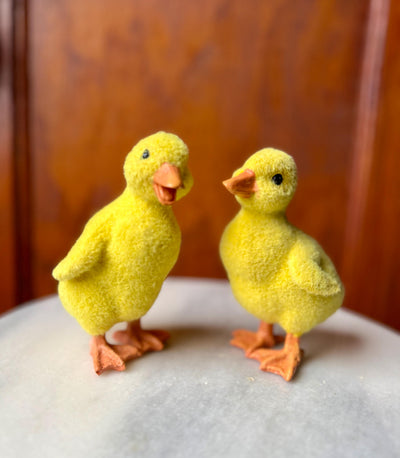 Artificial Yellow Resin Ducklings Set Of Two