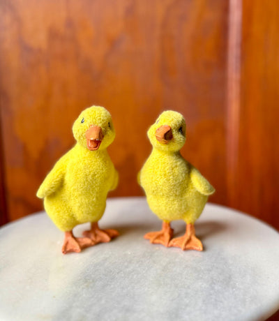 Artificial Yellow Resin Ducklings Set Of Two