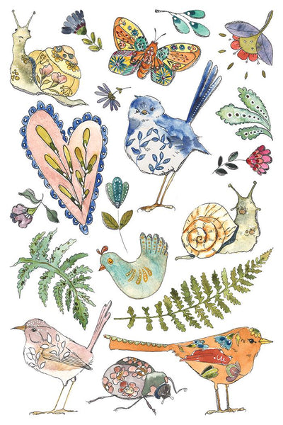 IOD Fern Fables Watercolor Transfer, Vintage Victorian Transfers for crafts, craft supply, Card embellishment, floral transfer for smalls