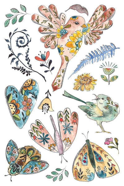 IOD Fern Fables Watercolor Transfer, Vintage Victorian Transfers for crafts, craft supply, Card embellishment, floral transfer for smalls