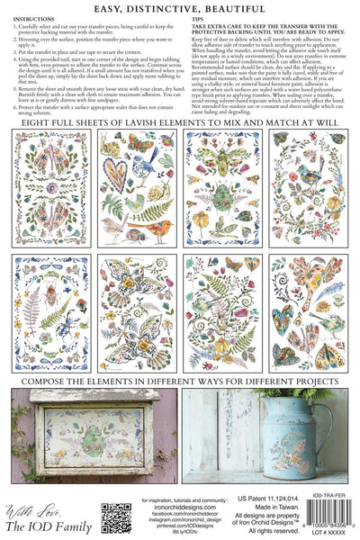 IOD Fern Fables Watercolor Transfer, Vintage Victorian Transfers for crafts, craft supply, Card embellishment, floral transfer for smalls