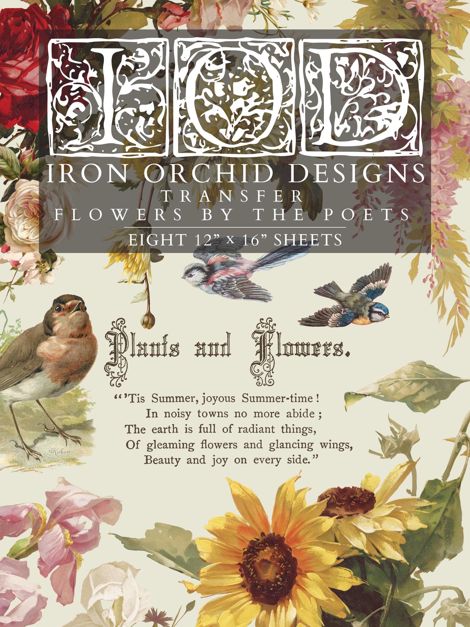 IOD Flowers By The Poets Rub On Transfer Sheet (12x16)