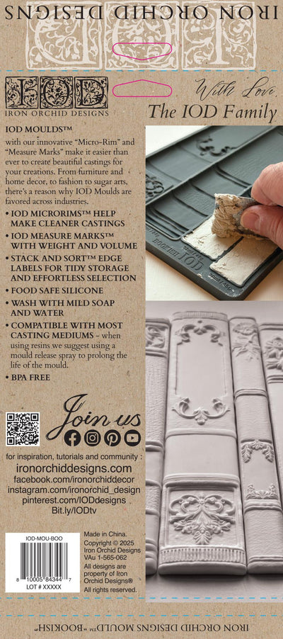 IOD Bookish Mould, book mold, jewelry & candle Casting mould, craft soap mold, book spine mold, New IOD Summer 2026 release
