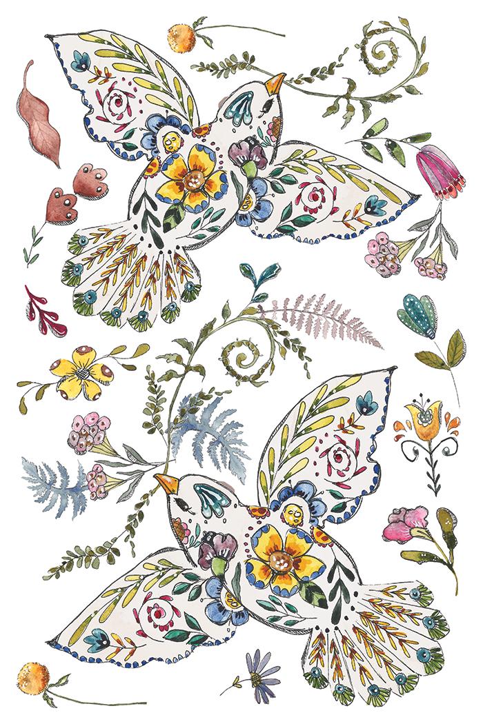 IOD Fern Fables Watercolor Transfer, Vintage Victorian Transfers for crafts, craft supply, Card embellishment, floral transfer for smalls