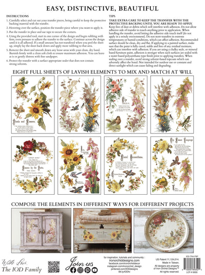 IOD Flowers By The Poets Rub On Transfer Sheet (12x16)