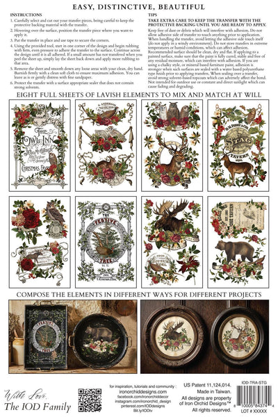 IOD Stag Tavern Christmas Rub On Transfer Sheet