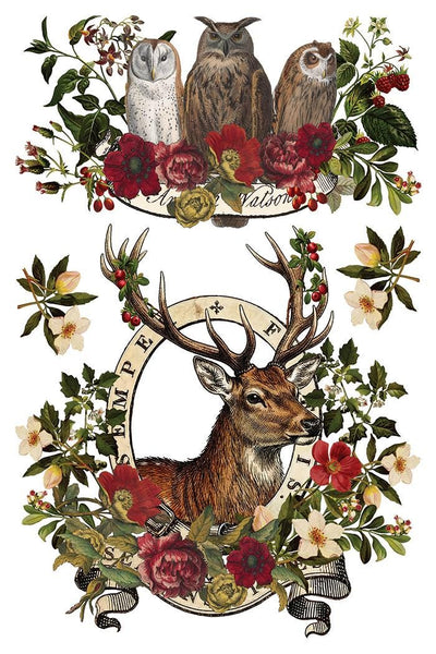 IOD Stag Tavern Christmas Rub On Transfer Sheet