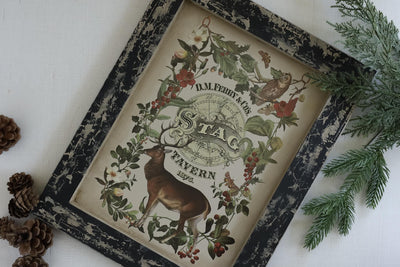 IOD Stag Tavern Christmas Rub On Transfer Sheet