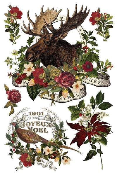 IOD Stag Tavern Christmas Rub On Transfer Sheet