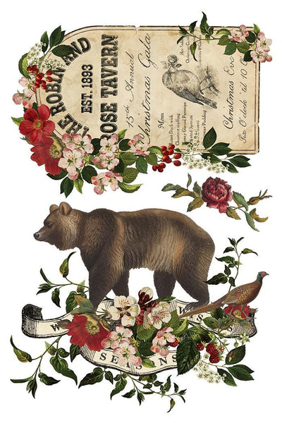 IOD Stag Tavern Christmas Rub On Transfer Sheet