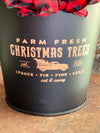 Farm Fresh Round Tin Christmas Planter