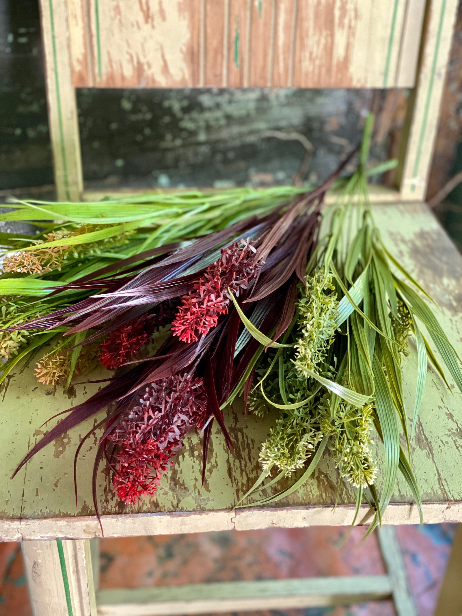 Faux Flowering Grass Bush (3 Colors)